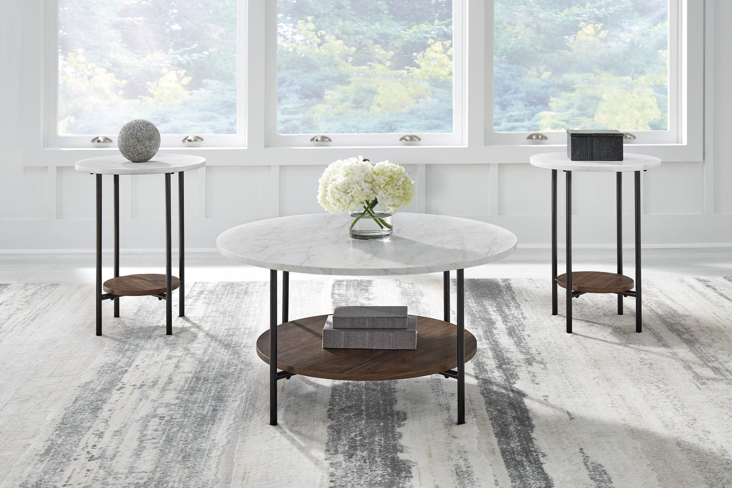 3 PC COFFEE TABLE & 2 END TABLES
