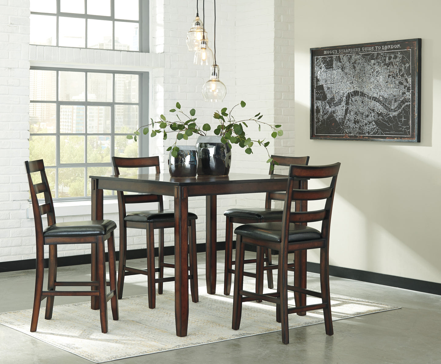 5 PC COUNTER HEIGHT TABLE & 4 CHAIRS