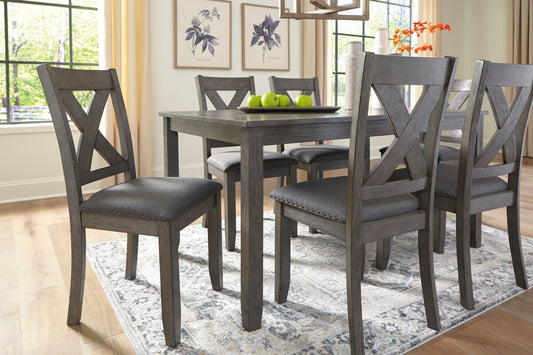 7 PC DINING TABLE & 6 SIDE CHAIRS