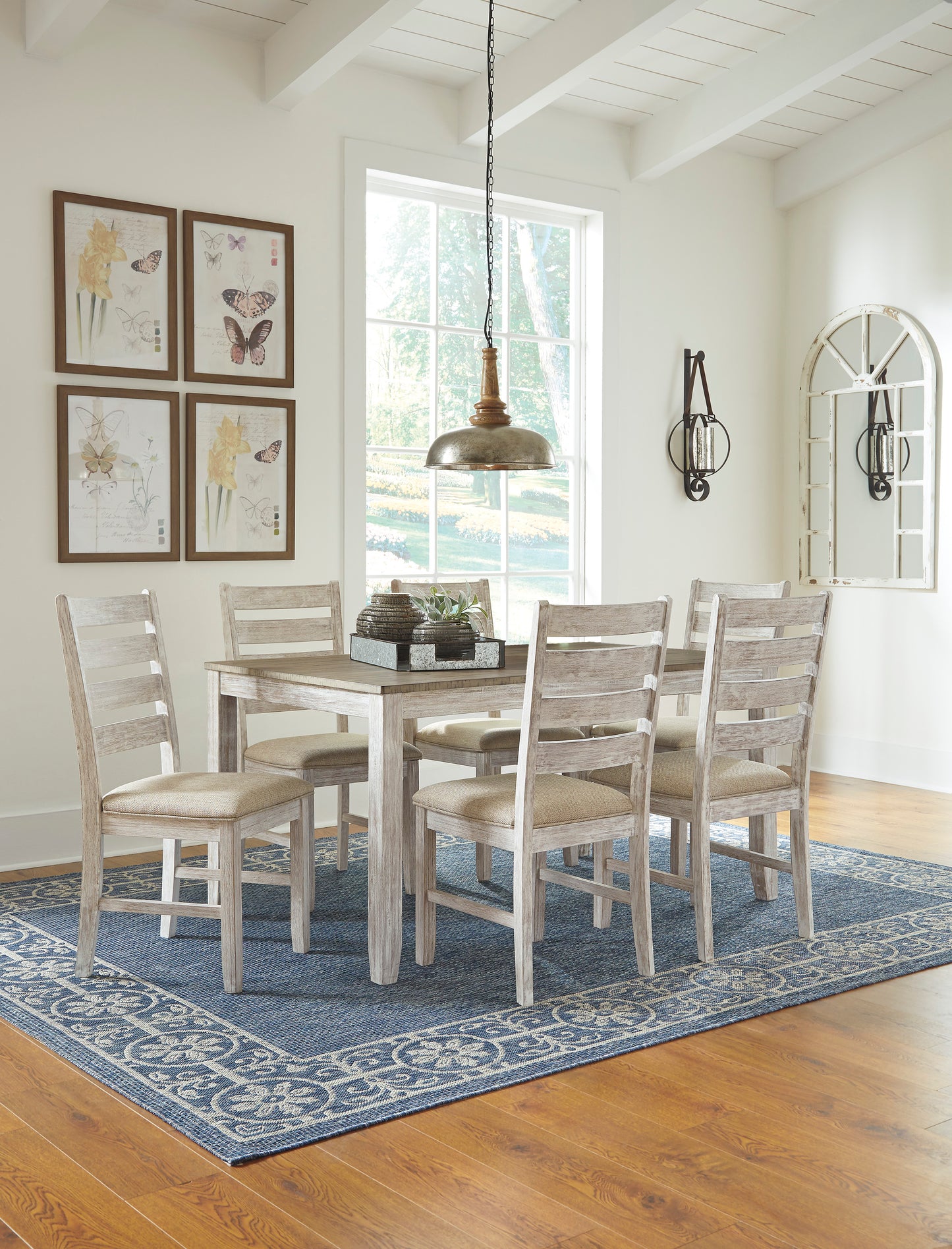 7 PC DINING TABLE & 6 SIDE CHAIRS