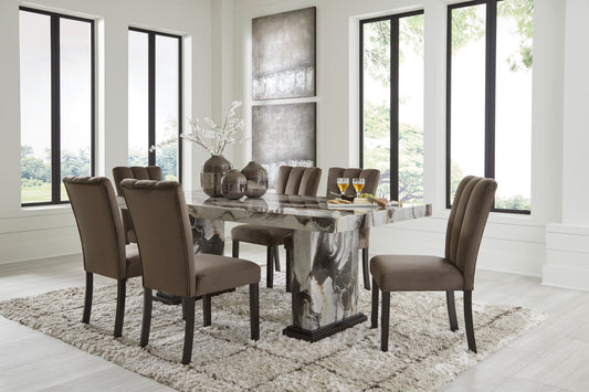 7 PC DINING TABLE & 6 SIDE CHAIRS