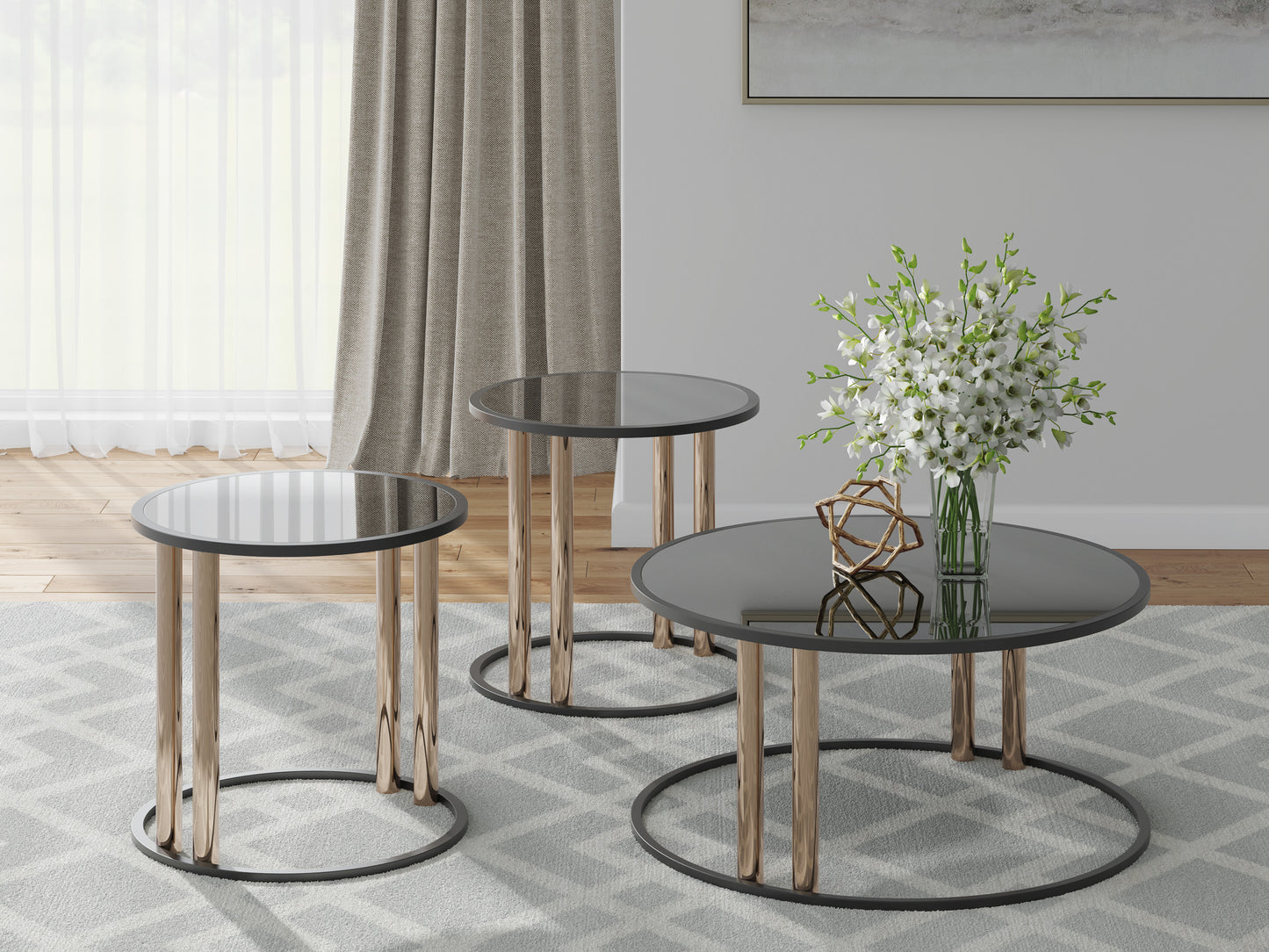 3 PC COFFEE TABLE & 2 END TABLES