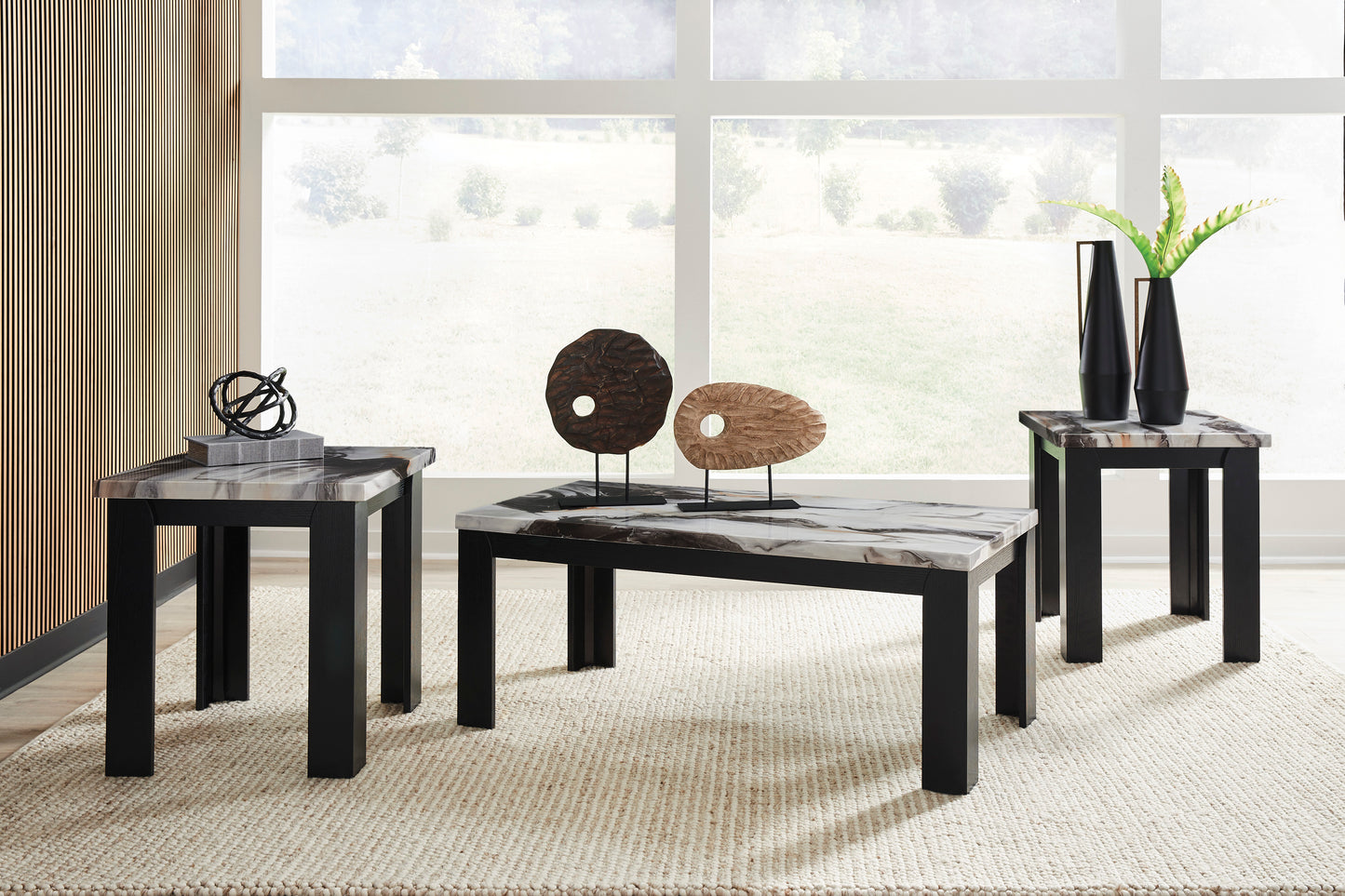 3 PC COFFEE TABLE & 2 END TABLES