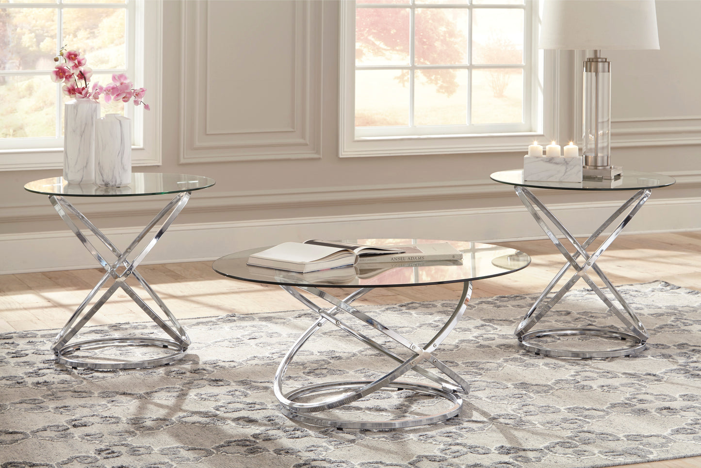 3 PC COFFEE TABLE & 2 END TABLES